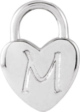 14K White Engravable Heart Lock Pendant