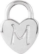 14K White Gold Engravable Heart Lock Pendant