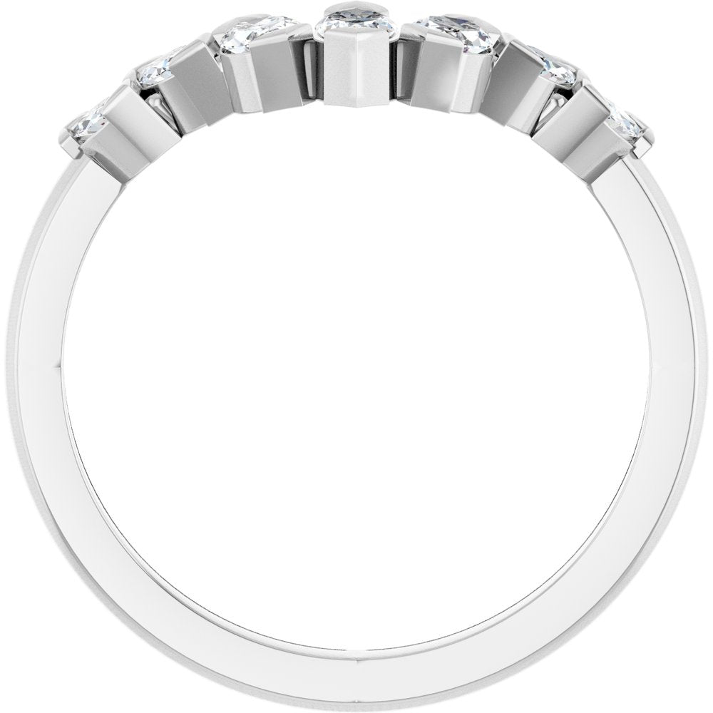 14K White 1/2 CTW Lab-Grown Diamond Contour Band