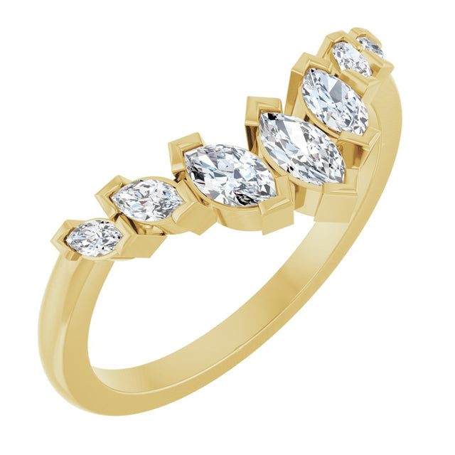 14K Yellow 1/2 CTW Natural Diamond Contour Band