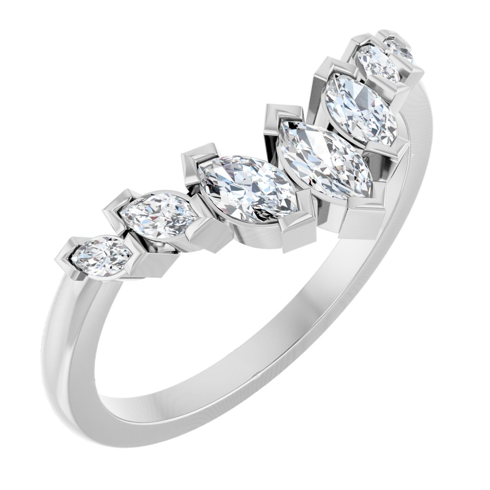 Platinum 1/2 CTW Natural Diamond Contour Band