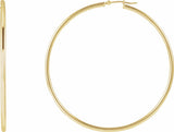 14K Yellow Gold Tube 60 mm Hoop Earrings