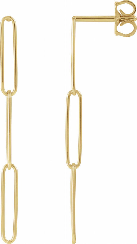 14K Yellow Gold Paperclip-Style Earrings