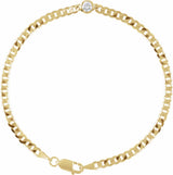 14K Yellow Gold 1/4 CT Natural Diamond Link 7" Bracelet