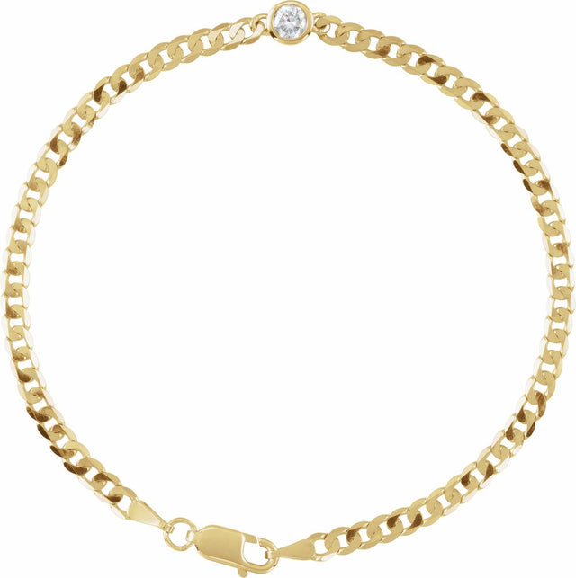 14K Yellow Gold 1/4 CT Natural Diamond Link 7" Bracelet