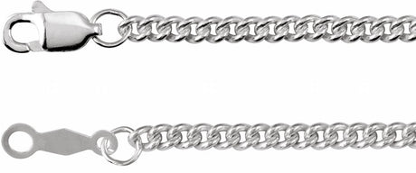 14K White Gold 2.25 mm Curb 16" Chain