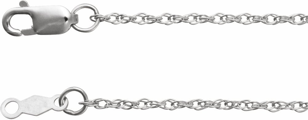 18K White 1.25 mm Rope Adjustable 16-18" Chain