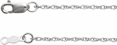 18K White Gold 1.25 mm Rope Adjustable 16-18" Chain