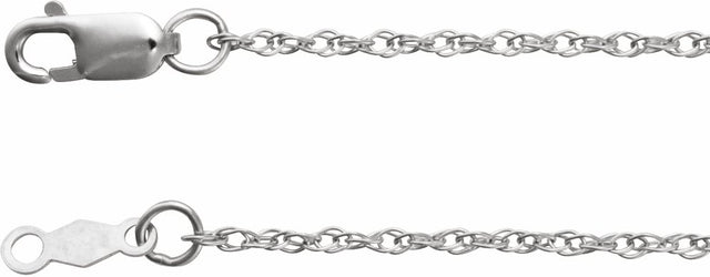 18K White Gold 1.25 mm Rope Adjustable 16-18" Chain