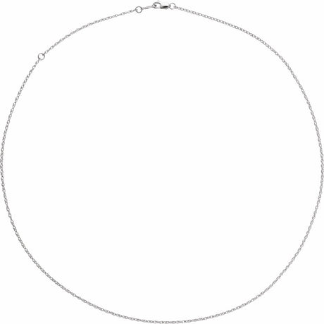 18K White Gold 1.25 mm Rope Adjustable 16-18" Chain