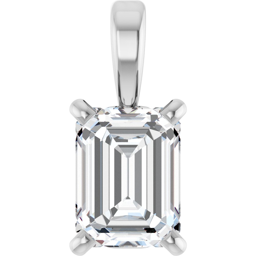 14K White 1/2 CT Natural Diamond Pendant