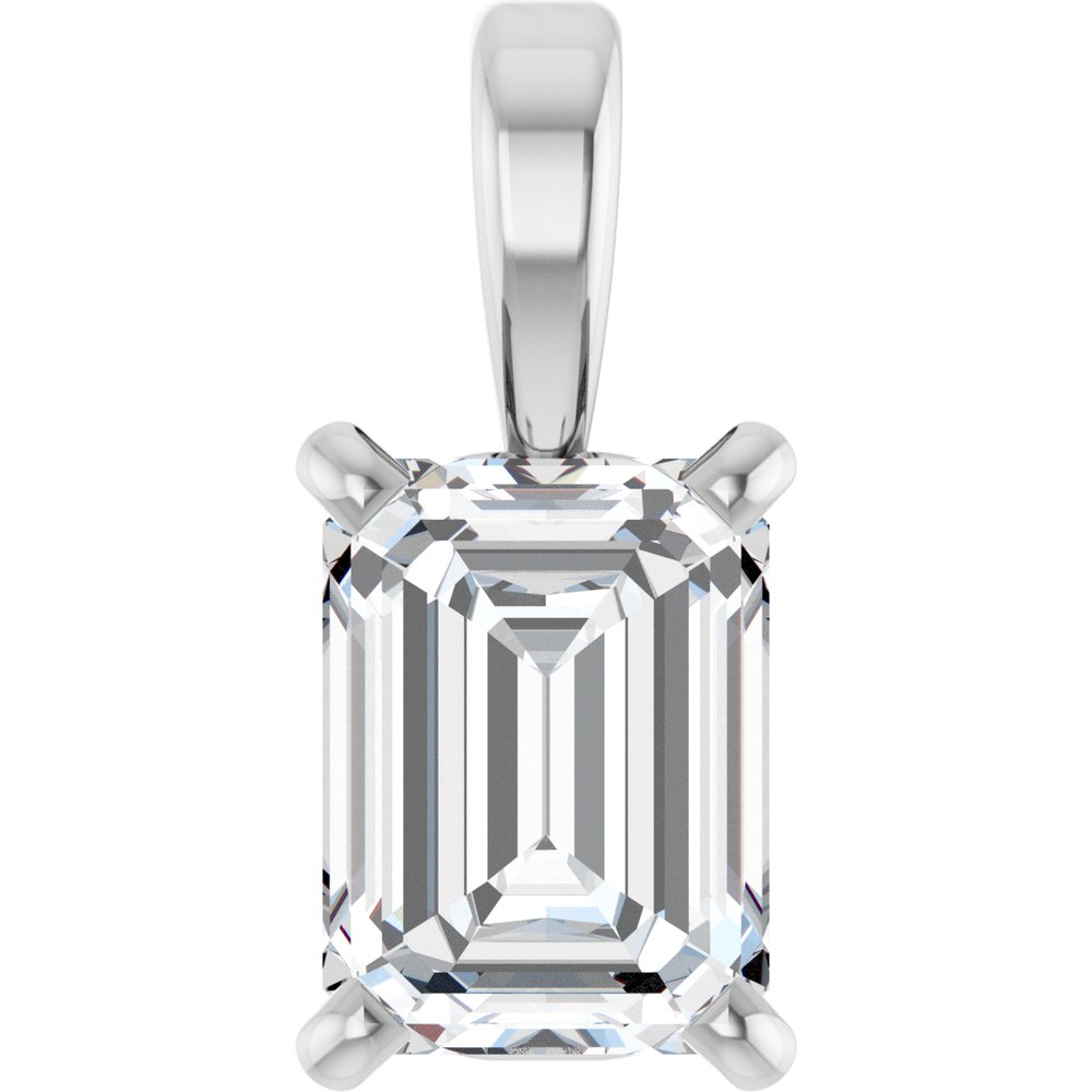 14K White Gold 3/4 CT Lab-Grown Diamond Pendant