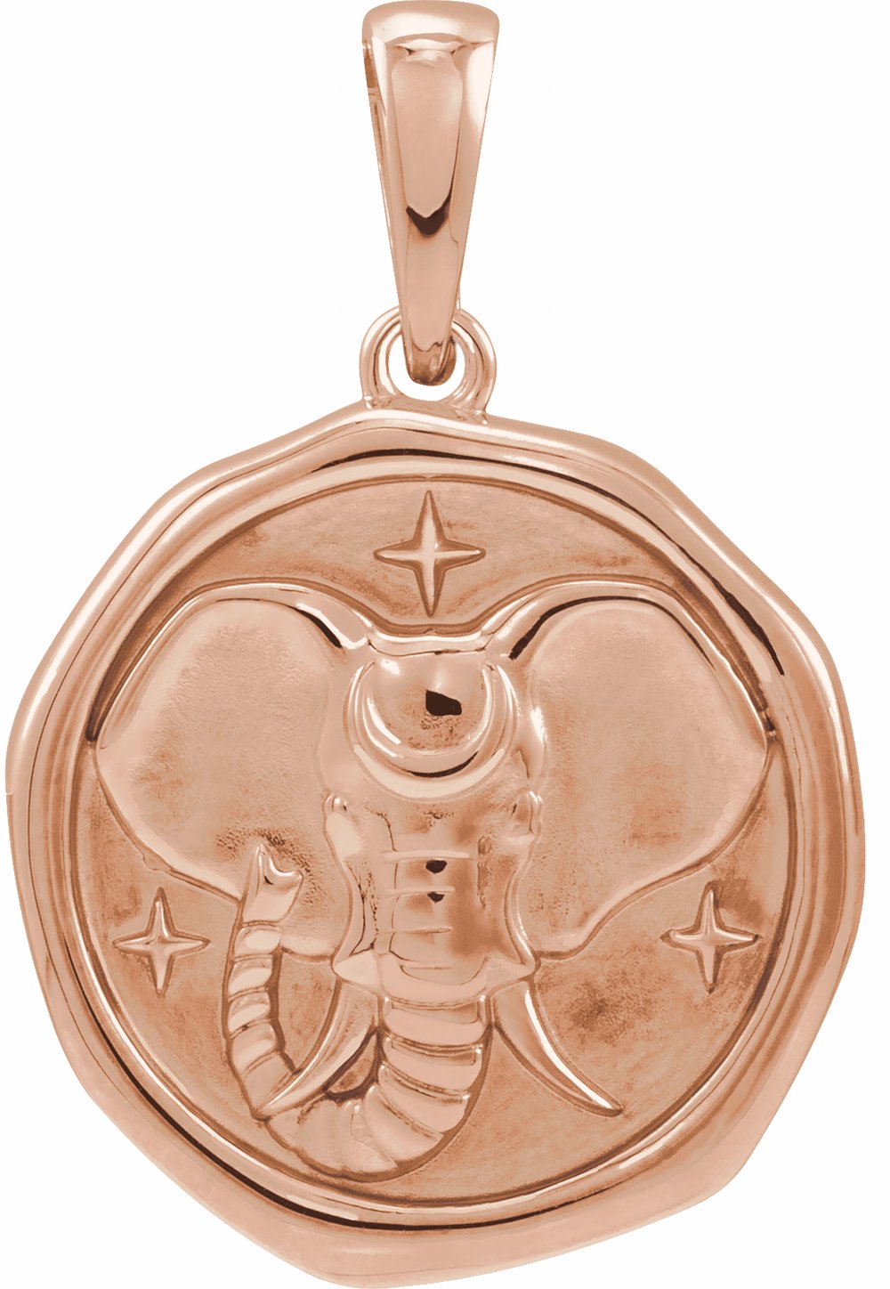 14K Rose Elephant Spirit Animal Pendant