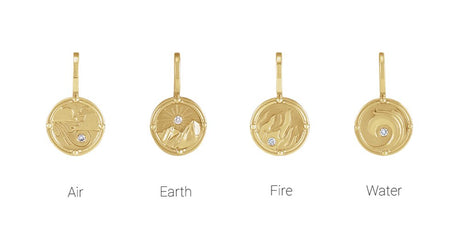 14K Yellow Gold .015 CT Natural Diamond Earth Element Charm/Pendant
