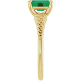 14K Yellow Emerald Lab-Grown Emerald Solitaire Ring