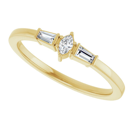 14K Yellow Gold 1/6 CTW Natural Diamond Semi-Set Stackable Ring