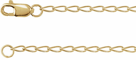 14K Yellow Gold 1.6 mm Elongated Curb 18" Chain