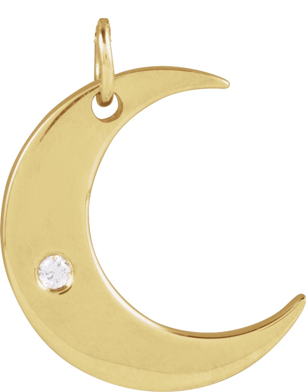 14K Yellow Gold .01 CT Natural Diamond Crescent Moon Pendant