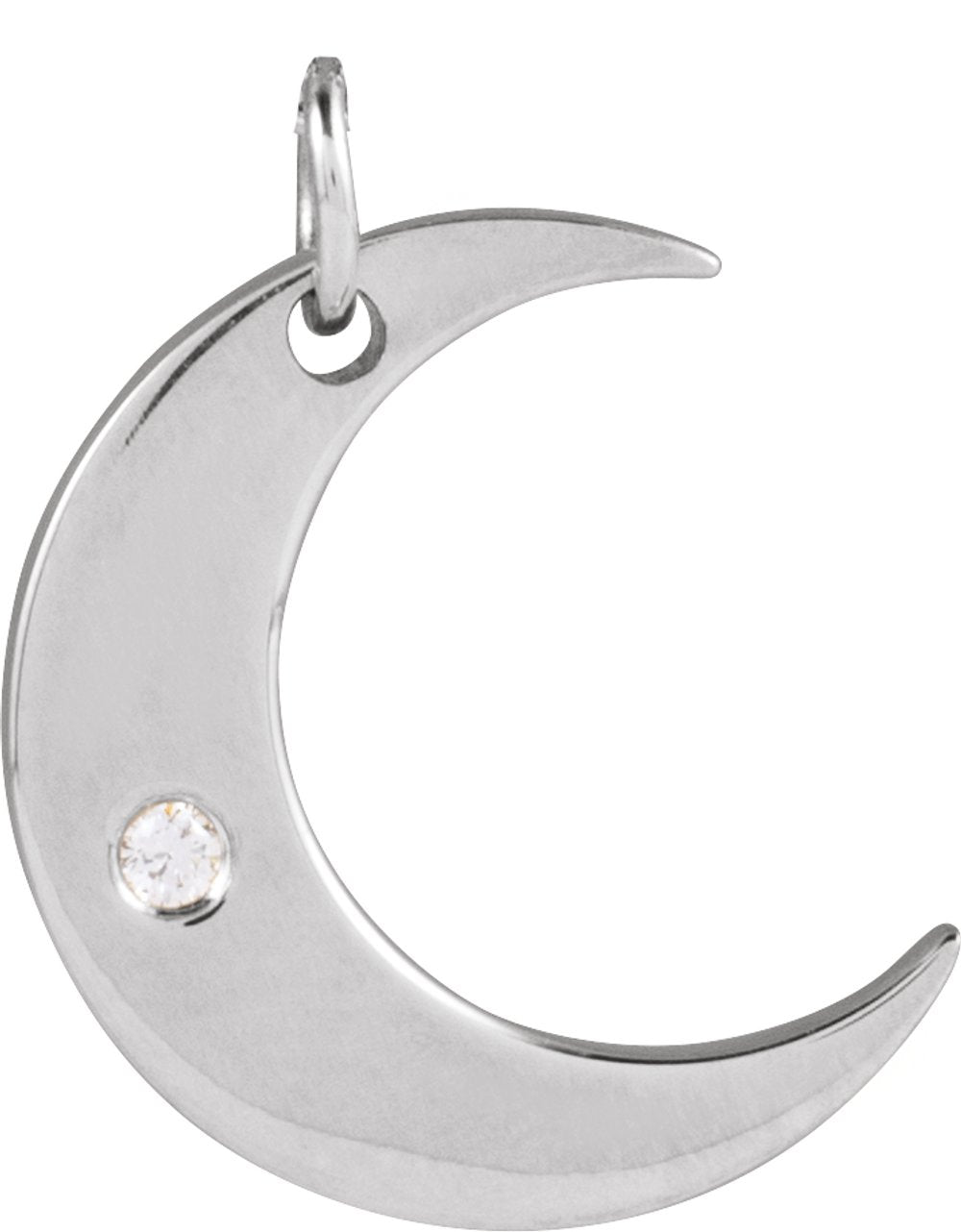 14K White .01 CT Natural Diamond Crescent Moon Pendant