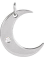 14K White .01 CT Natural Diamond Crescent Moon Pendant