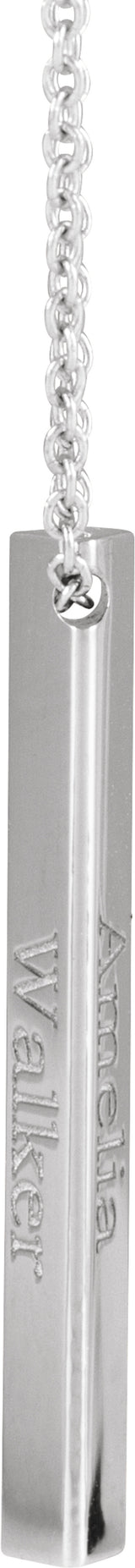 Sterling Silver Engravable Three-Sided Bar 16-18" Necklace