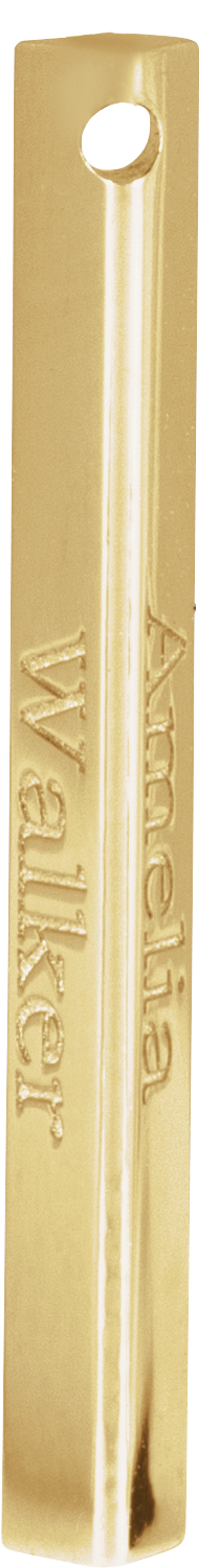 14K Yellow Engravable Three-Sided Bar Pendant