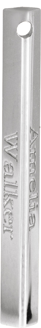14K White Gold Engravable Three-Sided Bar Pendant
