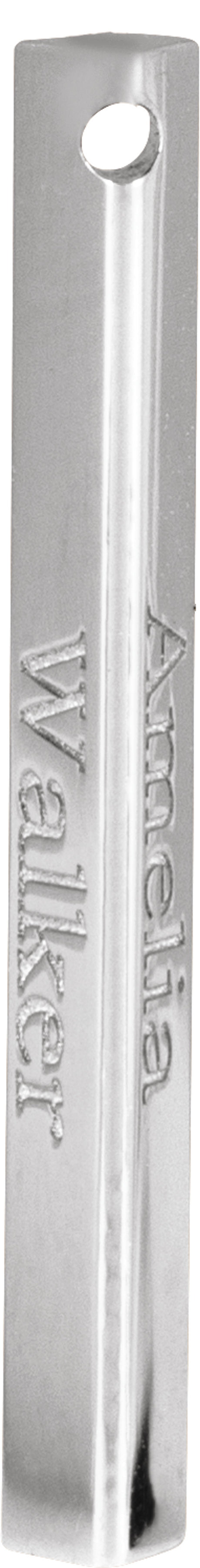 14K White Gold Engravable Three-Sided Bar Pendant