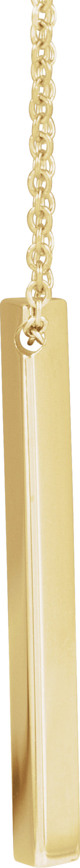 14K Yellow Gold Engravable Three-Sided Bar 16-18" Necklace