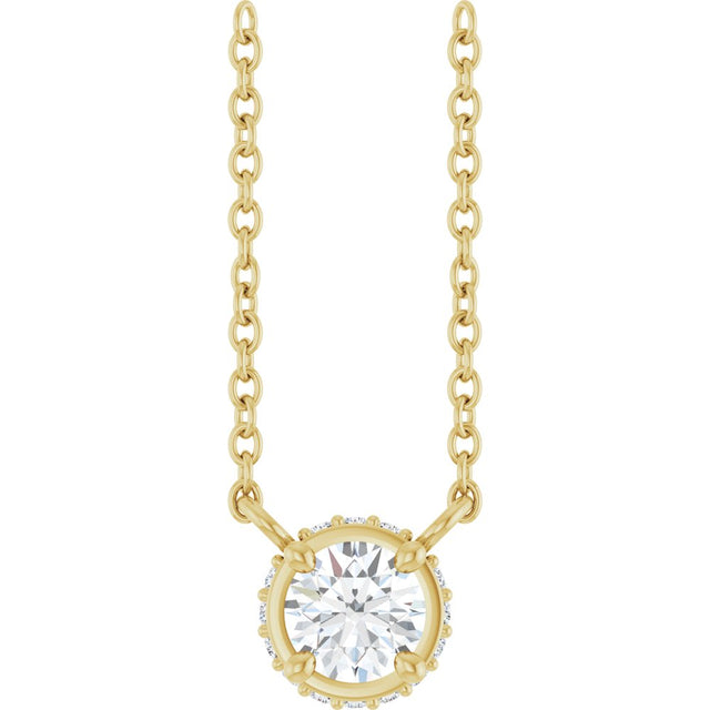 14K Yellow 1/4 CTW Natural Diamond Hidden Halo 18" Necklace