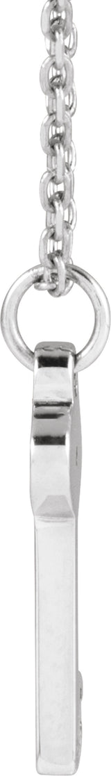 Sterling Silver .0025 CT Natural Diamond Key 16-18" Necklace