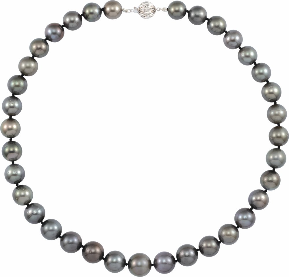 14K White Gold Cultured Gray Tahitian Pearl 18" Necklace
