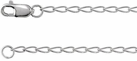 14K White Gold 1.6 mm Elongated Curb 16" Chain