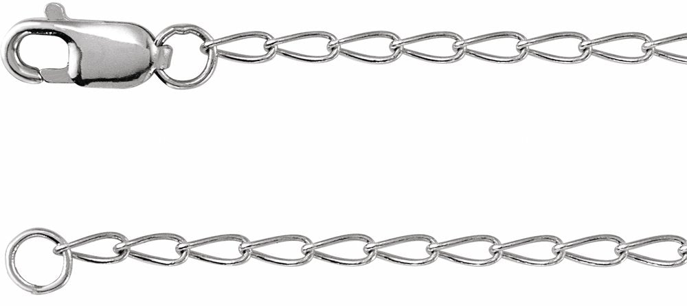 Sterling Silver 1.6 mm Elongated Curb 20" Chain