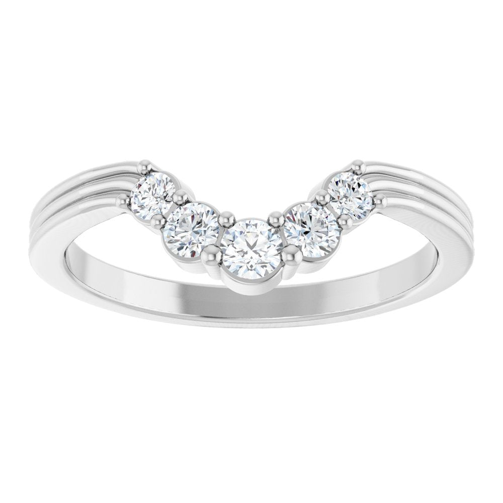 14K White 1/4 CTW Lab-Grown Diamond Contour Band