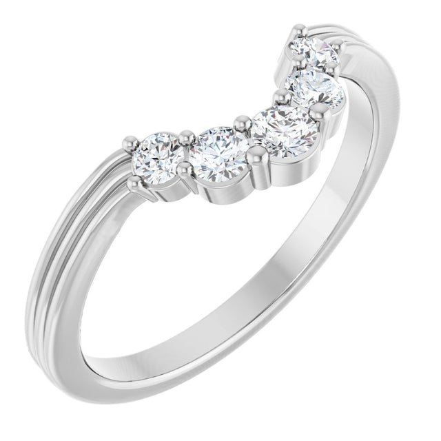 14K White 1/4 CTW Lab-Grown Diamond Contour Band