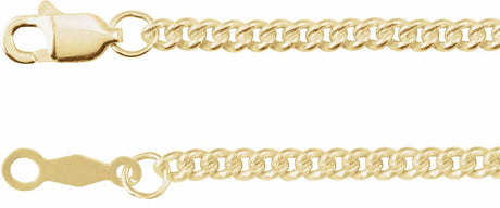 14K Yellow Gold 2.25 mm Curb 24" Chain