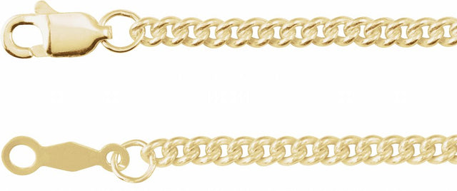 14K Yellow Gold 2.25 mm Curb 18" Chain