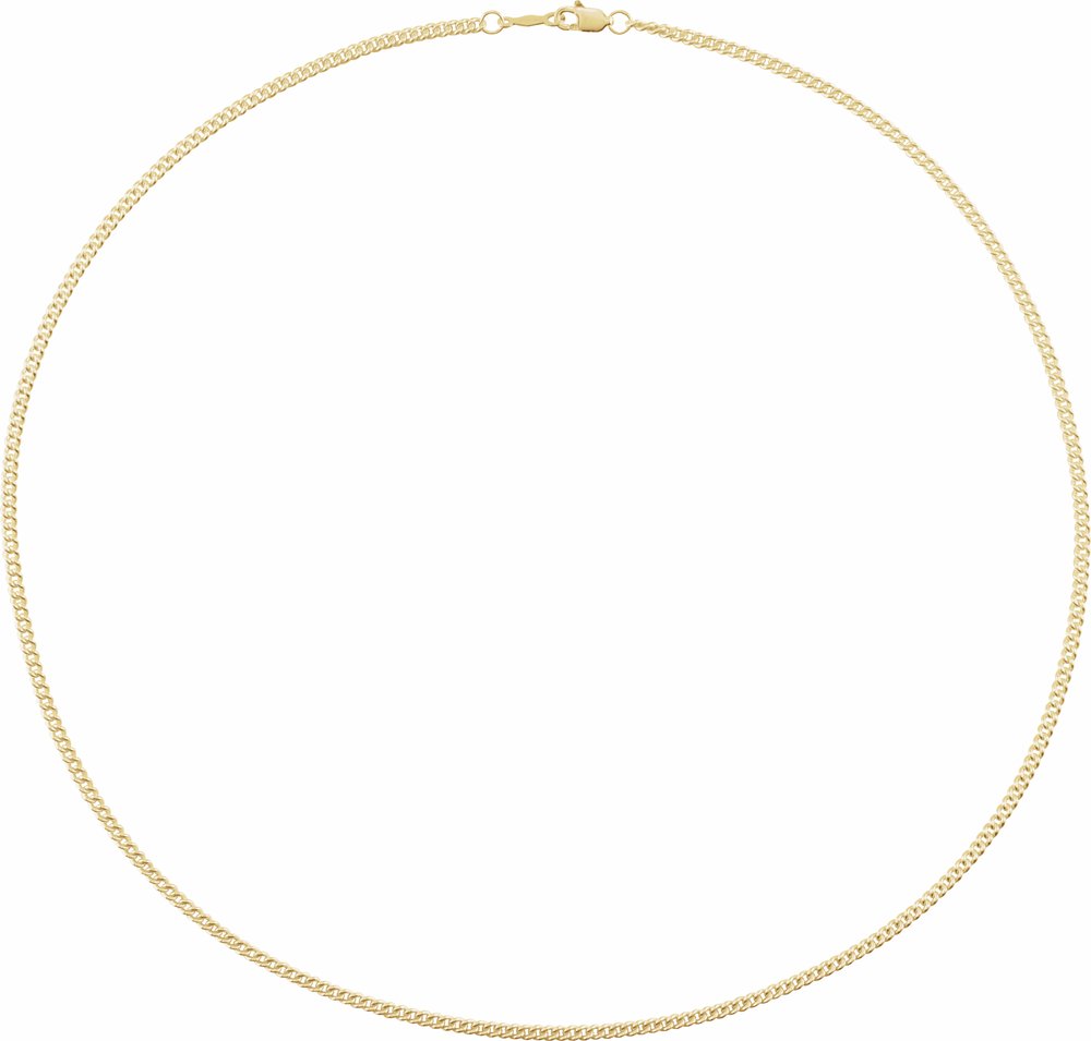 14K Yellow Gold 2.25 mm Curb 24" Chain