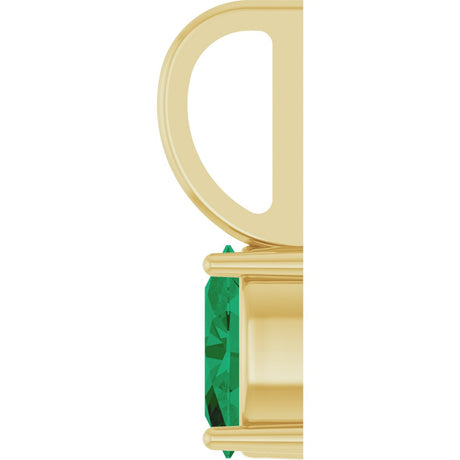 14K Yellow Gold 6x4 mm Lab-Grown Emerald Charm/Pendant
