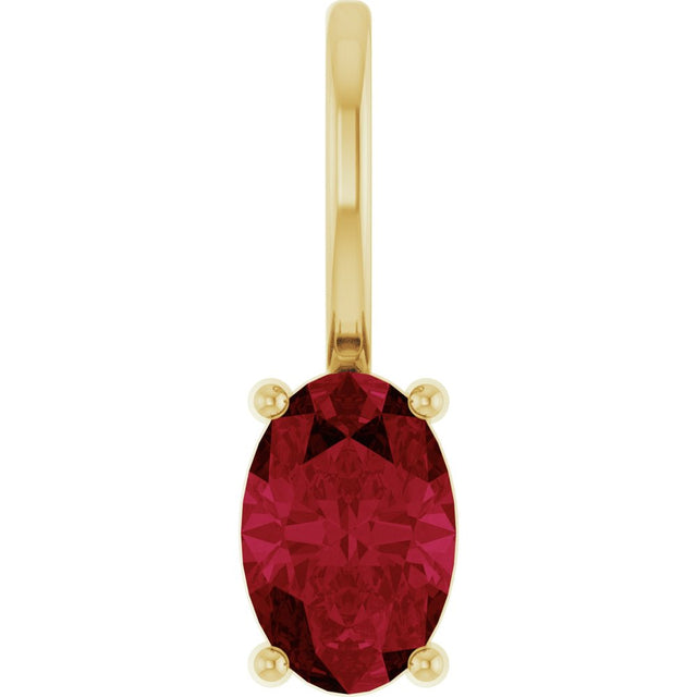 14K Yellow 6x4 mm Lab-Grown Ruby Charm/Pendant