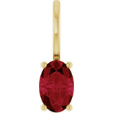 14K Yellow Gold 6x4 mm Lab-Grown Ruby Charm/Pendant