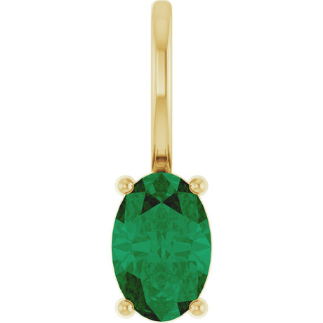 14K Yellow Gold 6x4 mm Natural Emerald Charm/Pendant