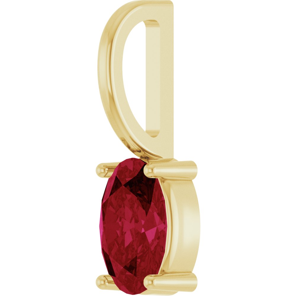 14K Yellow 6x4 mm Lab-Grown Ruby Charm/Pendant