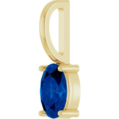 14K Yellow Gold 6x4 mm Lab-Grown Blue Sapphire Charm/Pendant