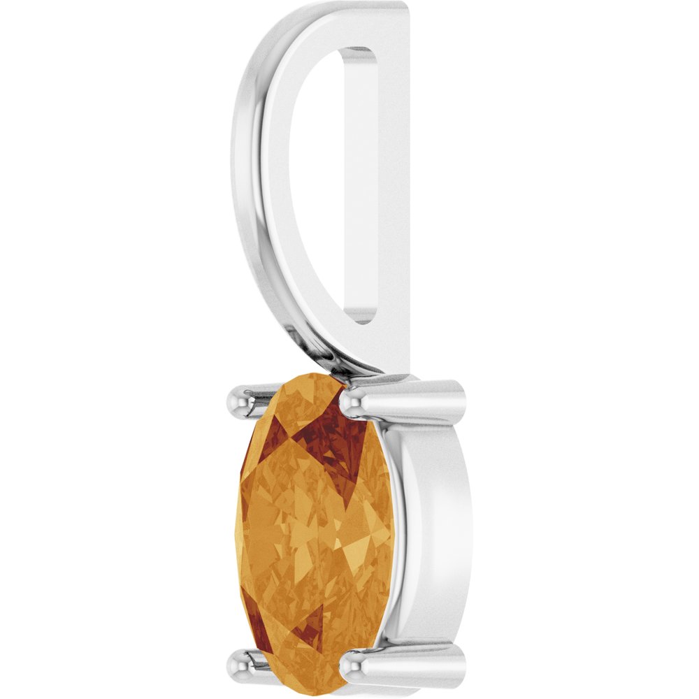 Sterling Silver 6x4 mm Natural Citrine Charm/Pendant