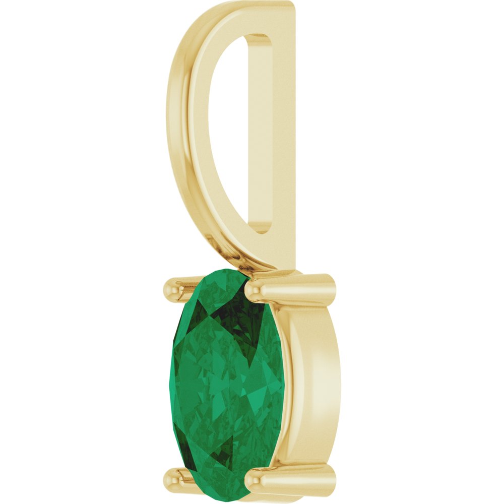 14K Yellow Gold 6x4 mm Natural Emerald Charm/Pendant