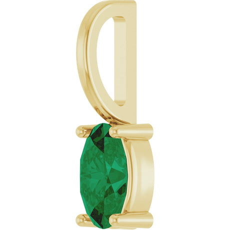 14K Yellow 5x3 mm Natural Emerald Charm/Pendant