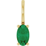 14K Yellow Gold 5x3 mm Lab-Grown Emerald Charm/Pendant