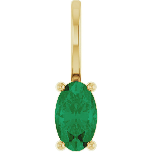 14K Yellow 5x3 mm Natural Emerald Charm/Pendant